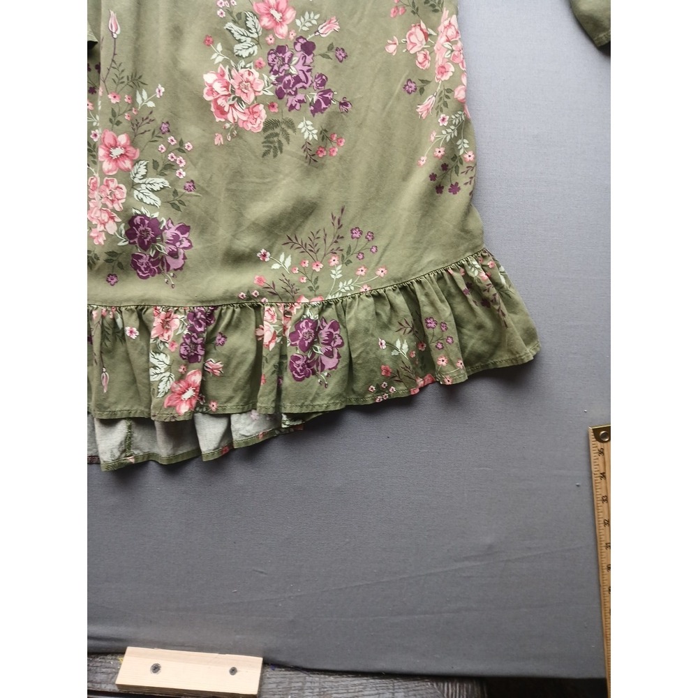 Ladies terra & sky 2x tunic top Boho Style 3/4 Sleeve Green Floral - Picture 8 of 16